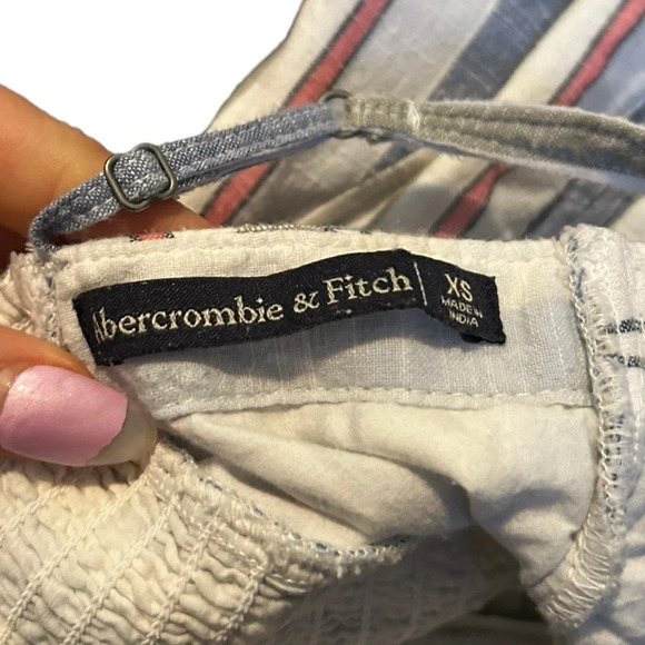 abercrombie & fitch blue white red green striped mini dress size XS pockets​ - Picture 7 of 12